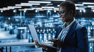 Woman working on laptop