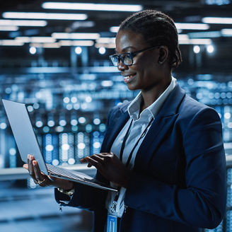 Woman working on laptop