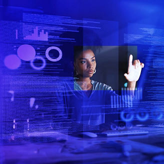 Woman working on screen