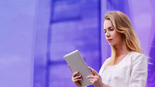 Women holding tab