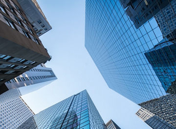 worm's eye view of glass building