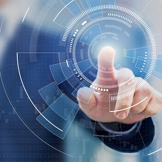 Zeigefinger auf virtuellem Screen