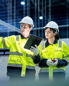 Zwei Industriemitarbeiter