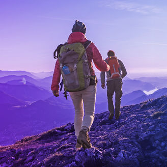 Two hikers on a mountain